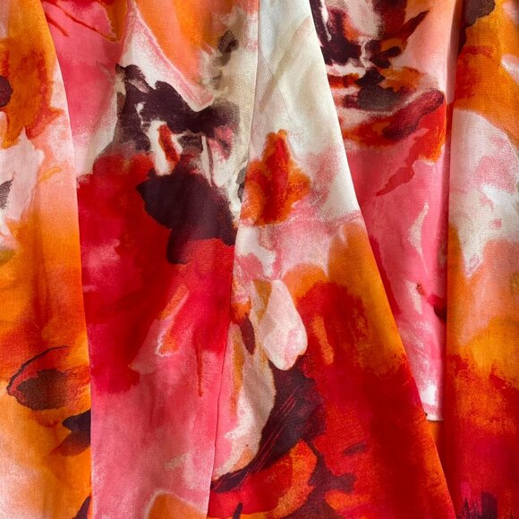 Y2K Pink Orange Floral Chiffon Midi Skirt – Christopher & Banks L - Picture 2 of 8